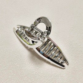 Nalodu 5 Inch Extra Large Claw Clips, No Slip Matte & Glossy Jumbo XL Black & Silver Plated Hair Clips for Thick Long Curly Hair, Big Hair Claw Clips, 2 Pack