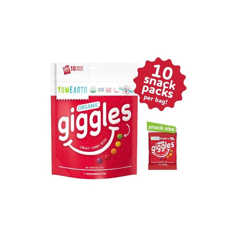 YumEarth Giggles Fruity Candy Pack Organic Vegan Allergy Friendly Treats