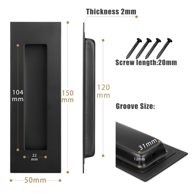 HBL' 2 Pack | 5.9 Inch Closet Door Pulls, 304