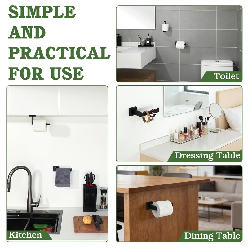 Mooche Towel Rail Wall Mounted, 17CM Bathroom Towel Holder, Black