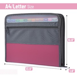 Mr. Pen- Accordion File Organizer, 13 Pockets, Pink, Document Organizer, Expanding File Folder Organizer, Accordion Folders for Documents, Accordian Folder, Accordian File Organizer
