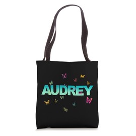Audrey - Beautiful Name with colorful Butterflies Tote Bag