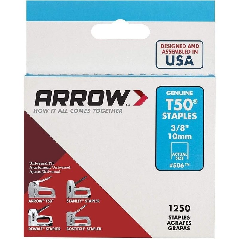 Arrow Fastener T50 Heavy Duty Staples, 3/8"