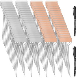 80 Pcs 10" High Plant Labels, Include 40 Copper Metal Plant Tags and 40 Weatherproof Garden Aluminum Markers Bulk with Marker Pen Reusable Seedling Sign Nursery Tag for Outdoor Herb Vegetable Flower