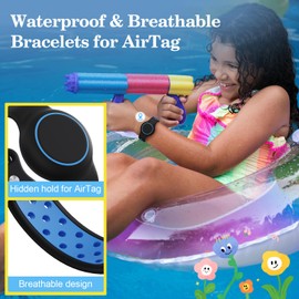 Waterproof Bracelets Compatible with AirTag for Kids, 2 Packs Silicone Holder with Hidden Cover Design Wristband Compatible with AirTag for Child, Breathable GPS Tracker Holder for Kids BGB