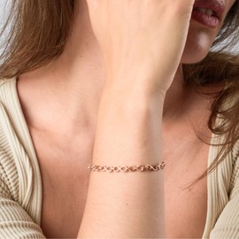 TJC Infinity Knot Link Chain Silver Bracelet Rose Gold Plated 925 Sterling Silver Size 8 Inches Lobster Claw Clasp