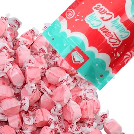 Strawberry Salt Water Taffy - Individually Wrapped Assorted Flavors - Old Fashion Saltwater Taffy Candy Bulk, by Queen City Candy Cave (1 Pound)