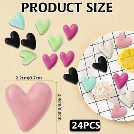 24Pcs Locker Refrigerator Magnets, Cute Heart Magnets for Refrigerator 6Colors Strong Heart Fridge Magnets, Cute Fridge Magnets for Locker Refrigerator Whiteboard Kitchen Classroom Office Cabinet
