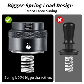 carrottimes Espresso Tamper 51 mm, profundidad ajustable con resorte calibrado, 100% acero inoxidable para máquina de expreso, se adapta a cesta de portafiltro Breville de 51 mm (negro)