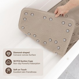 Bathtub Mat Non Slip 36'' X 17'', Soft Foam Bath Mat for Tub, Bathtub Mat with Drain Holes, Suction Cups Shower Mat (Brown, 36''X17'')