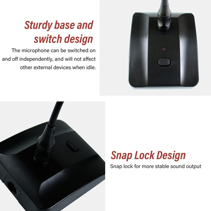 Gooseneck Condenser Microphone Professional 6.35mm Desktop Wired Microphone for Broadcasting