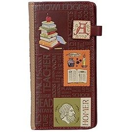 Shag Wear Women's Vegan Faux Leather Zip Wallet Literature Large (Red) (Red) SW_E_W009804, Literature Large (Red)