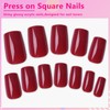 AddFavor 240pcs Red Press on Nails Medium Square Fake Nails,