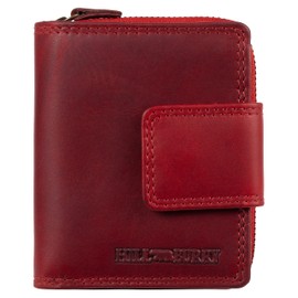 Hill Burry Unisex Genuine Leather Wallet, Robust Workmanship and Excellent Handling, Professional Wallet, Many Compartments, red, Casual