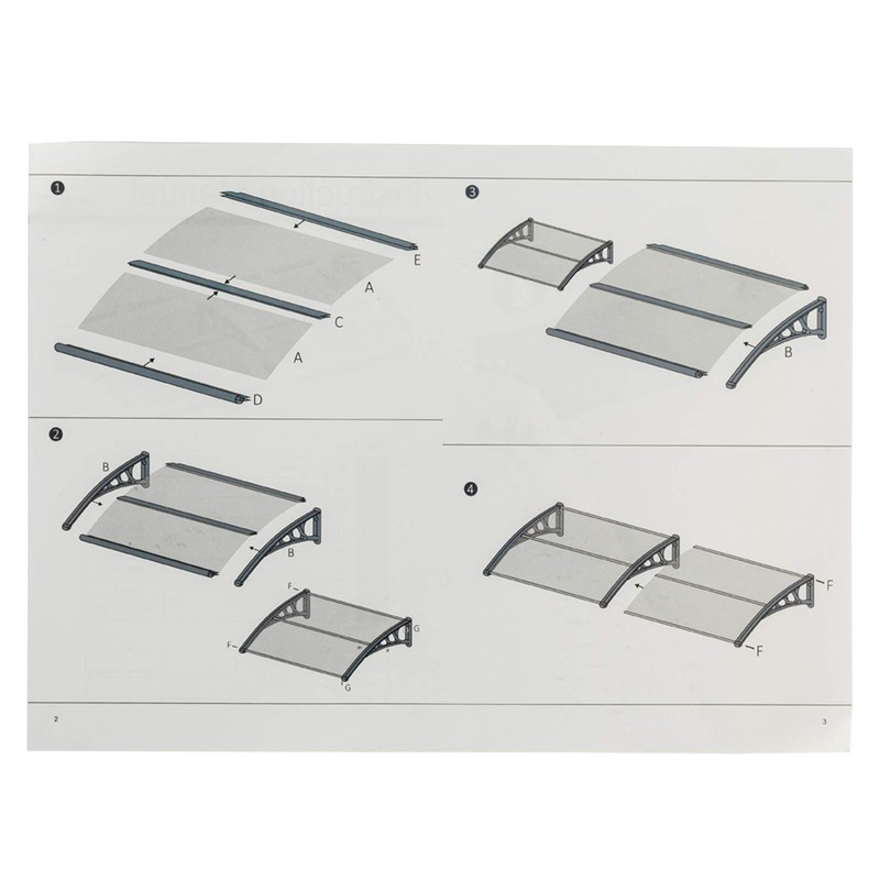 Window Awning Door Canopy,35" x 77" Polycarbonate Cover Front Door