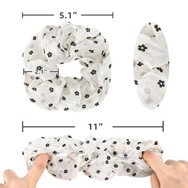 Yonchic Oversized Jumbo Chiffon Scrunchies for Women & Girls, Big Large Hair Scrunchie Cute Organza No Damage Hair Ties Bands Accessories (Multi Pattern)