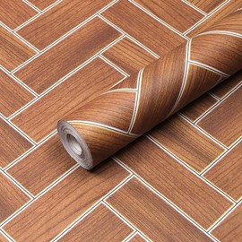 Wood Grain Peel and Stick Floor Tiles， Vinyl Floor Tiles，Peel and Stick Vinyl Flooring， Waterproofand Non-Slip Features，Easy to Install，for Kitchen Bedroom Bathroom Office (DU606, 394"*11.8")