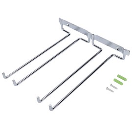 Hapivida Wine Glass Rack, 10.2inch Double Row Wine Glass Holder Wall Mount Stemware Rack Under Cabinet Iron Hanging Stemware Holder for Bar Kitchen