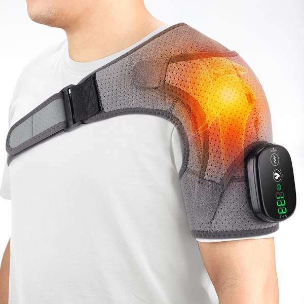 GVMSOR Shoulder Heating Pad with Massager,Heated Shoulder Wrap with Massage