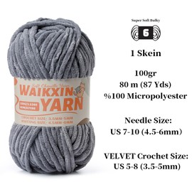 （4 Grey） 4 Pack Super Soft Fuzzy Chenille Chunky Yarn for Crocheting, 400g (350yds) Fluffy Velvet Yarn for Hand Knitting Baby Blankets Weaving Craft