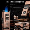 XIFEI 5-in-1 Cigar Lighter with Triple Jet Flame, Refillable Butane