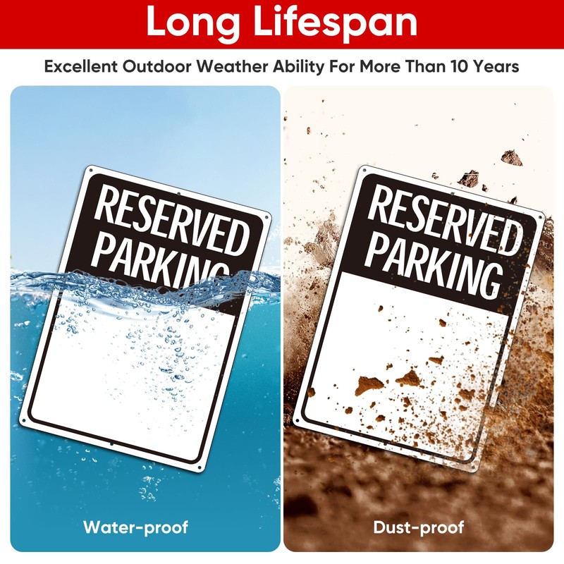 (2 Pack) Blank Reserved Parking Sign, Write-On Sign, 14x10 Inches