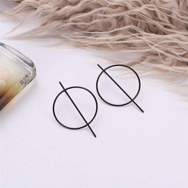 Mismatched Earrings Black Hoops Earrings Stick Bar Earrings Geometric Circle Bar Dangle Earrings for Women Abstract Earrings Jewelry(black)