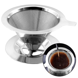 Coffee Filter-Pour Over Coffee Filter, Stainless Steel Reusable Drip Coffee Filter,Pour Over Coffee Dripper for Manual Production, Coffee Preparation, Coffee Filter Attachment, Easy to Clean.