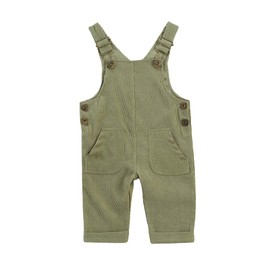 YOKJZJD Newborn Infant Baby Boy Girl Fall Winter Suspender Pants Overalls Corduroy Bib Pants Trousers with Pockets (Green, 6-12Months)