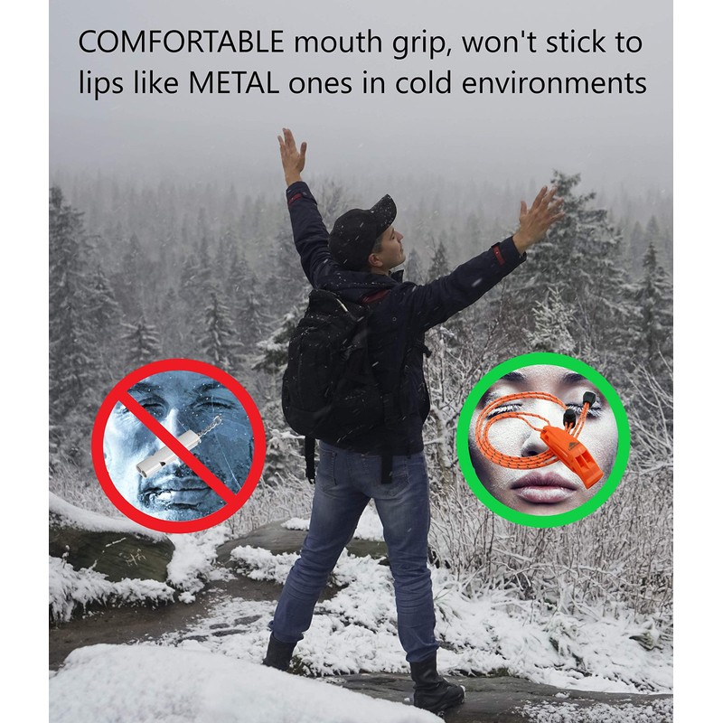 admecoo Emergency Whistles (2 Pack) | Loud Pealess Plastic Survival