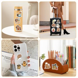 100 Pcs Capybara Stickers Cute Animal Stickers Waterproof Cartoon Capybara Stuff Funny Capybara Gifts Capybara Kawaii Stickers for Water Bottle Laptop Luggage Helmet Skateboard Guitar