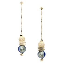 Mille Lucci Bingle Bangle Italian Sterling Silver Murano Glass and 18k Yellow gold Vermeil Drop Earrings