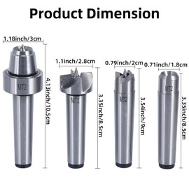 8MILELAKE MT2 Wood Lathe Live Center Set, 4pcs Drive Spur Cup Kit Arbor Woodworking