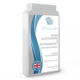 Vegan Glucosamine & Phytodroitin™ 90 Capsules - with Plant Based Chondroitin, Turmeric, Rosehip and Vitamin C to Promote The Health of Cartilage and Bones - UK Made