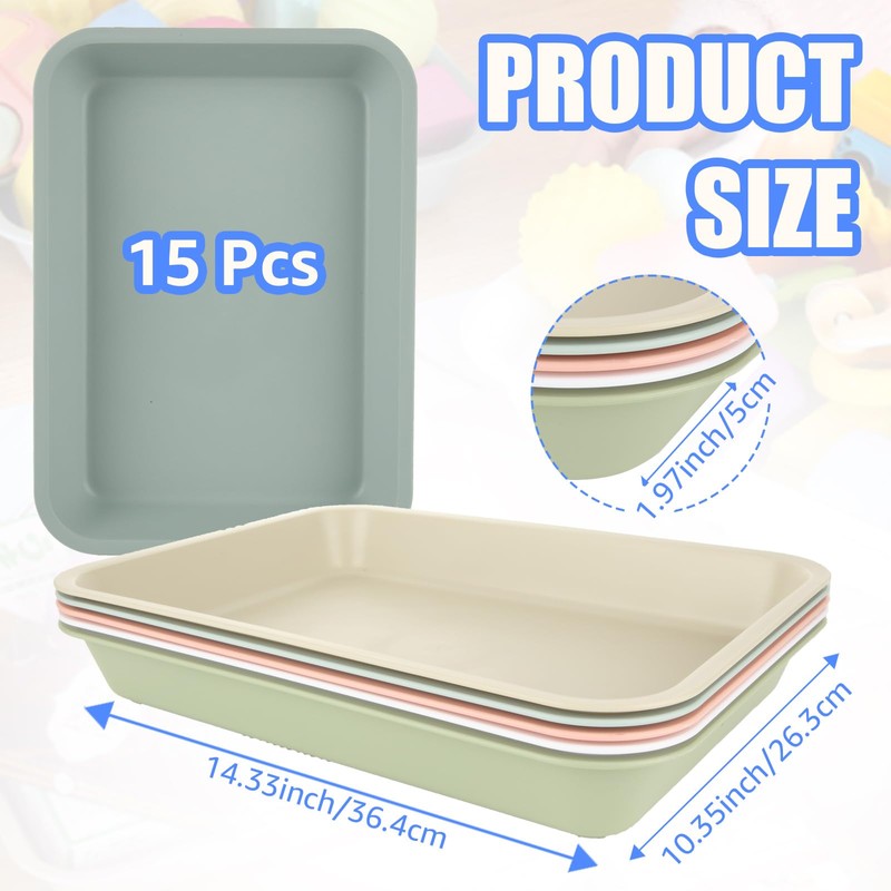 WOPPLXY 15 Pcs Multicolor Plastic Art Trays, Deepen Activity Plastic