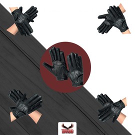 Hugger Full-Finger Black Deer Leather Gloves – Gel-Padded Palms for Driving, Motorcycle Riding, Law Enforcement & Outdoor Use (Medium)