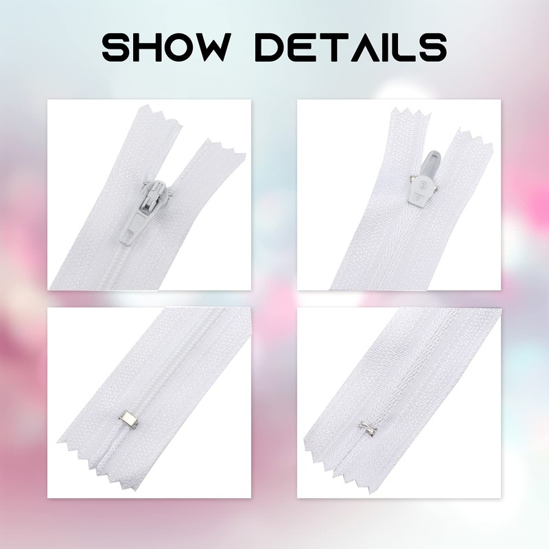DOITEM 24 pcs 20cm/8 Inch Multicolor Nylon Coil Zippers for