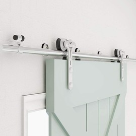 TSMST 10.5FT Sliding Barn Door Hardware Kit, Stainless Steel, Heavy Duty, Quiet Operation, Accommodates Door Width Up to 63 Inches, Fits Thickness 1 3/16" - 1 5/8", Max Weight 220lbs, Y Style