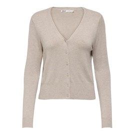 ONLY Women's Onlvenice Life Ls Vneck Cardigan Nca KNT Sweater, White Cap Grey/Detail: Melange, M