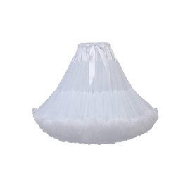 PhilaeEC Women's Petticoat Tutu Tulle Skirt Multi-Layer Puffy Cosplay Underskirt, Length 55cm, Waist 55-95cm (White)