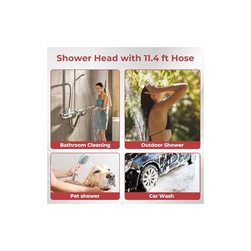 CAMPLUX Hand Held Showerhead with 11.48 FT Hose, Portable Spray