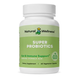 Natural Wellness Super Probiotic + Prebiotic Blend – 10 Billion CFUs with 8 Strains – Probiotics for Women & Men for Digestive Health, Gut Balance & Immune Support – Non-GMO, 30-Day Supply