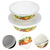 Mikinona Smooth Enamel Bowls with Lids Fresh Keeping Salad Bowls
