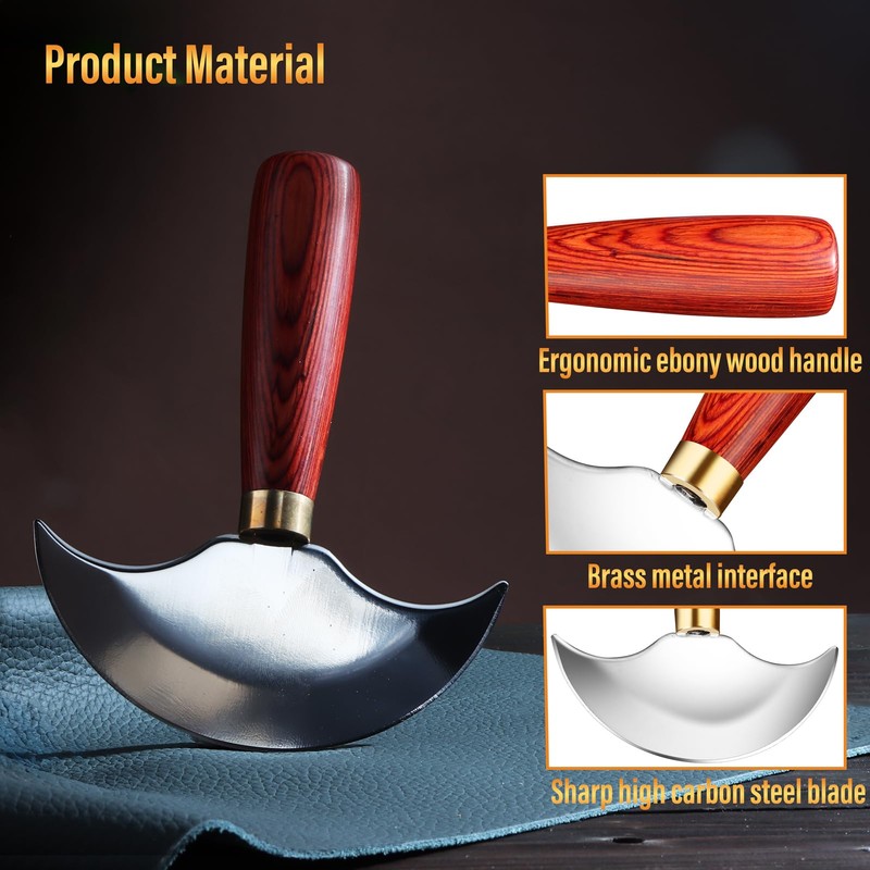 Coowolf Leather Knife with Wooden Handle, Leather Working Tools for