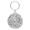 lapulio Flower Sequin Round Evening Bag, Silver, Small