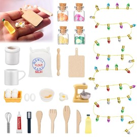 XPJBKC Gnome Accessories Christmas, 28-Piece Dollhouse Accessory Set, Christmas Gnome Door Baking Set, Miniature Gnome Kitchen Accessories, Mini Ornament Dollhouse Decor