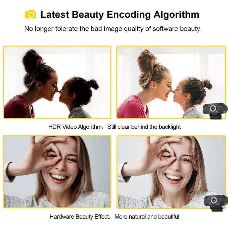 HD Webcam with Microphone, 1080P USB Webcam for Desktop PC