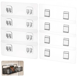 CIATBYYJ 8Pcs Shower Caddy Adhesive Hooks, Clear Strong Shower Adhesive Strips, No Drilling Waterproof Wall Hooks for Corner Showers Caddy, Bathroom Storage Shelves and Kitchen Racks 6×14 CM