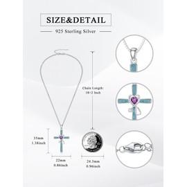 Flpruy Stethoscope Cross Necklace with February Amethyst Heart Birthstone 925 Sterling Silver Turquoise Doctor Nurse Pendant RN Registered Graduation Nurse Jewelry Gifts for Women