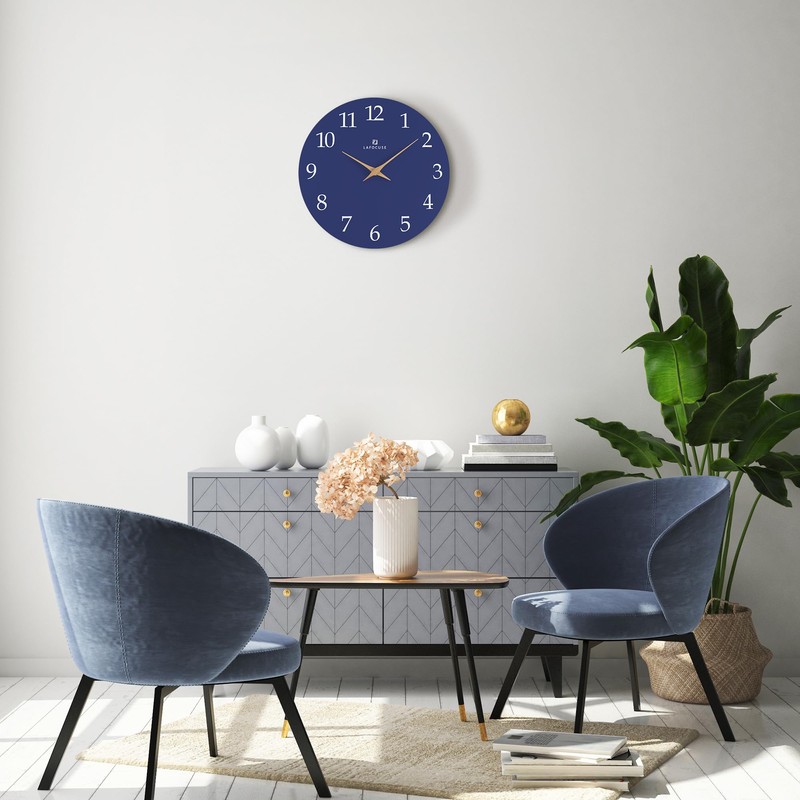 Lafocuse 12 Inch Silent Navy Blue Wall Clock Battery Operated,